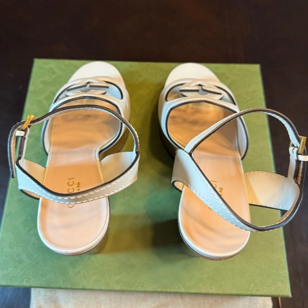 New Authentic Gucci GG Logo High Heel Platform Shoes Size 37 / US 7 - Picture 13 of 15